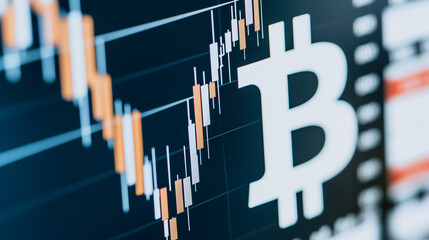 Poster - Bitcoin chart analysis: A dynamic graph illustrating the fluctuations of bitcoin, conveying market trends.