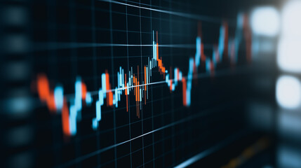 Poster - Market Volatility: A close-up shot of a financial chart, displaying the ebb and flow of market trends. The image encapsulates the dynamic nature of financial data and investment fluctuations.