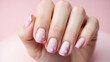 © Nia - Pink Ombre Nail Art with Floral Design, Spring Manicure, Beauty and Fashion concept