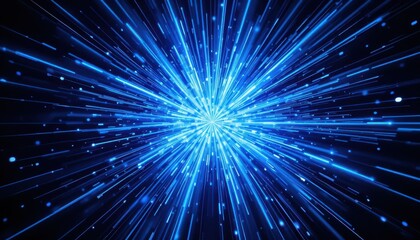Poster - Vibrant Blue Light Explosion with Dynamic Particles and Rays
