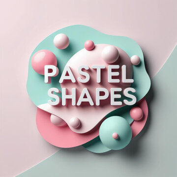 Three dimensional rendering of light colored spheres and layered organic forms in soft hues creates a design element