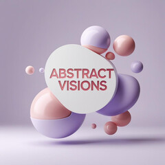 Aufkleber - Floating spheres in pastel shades with oval frame displaying text on light violet surface