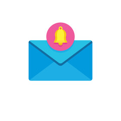 Poster - Blue envelope with a yellow bell notification icon