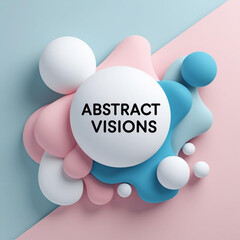 Aufkleber - Pastel colored spheres and fluid shapes creating a modern design with soft shadows and light reflections