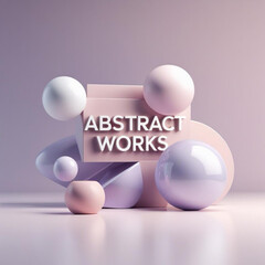 Aufkleber - Geometric composition featuring spheres, semi circles, and rectangular shapes in pastel color palette