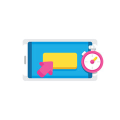 Poster - Mobile phone with timer and arrow icon for quick action