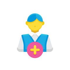 Leinwandbilder - Flat icon of a person with a plus symbol for adding new user