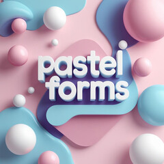 Aufkleber - Composition of spheres and rounded shapes in soft hues, with text overlay, creating a gentle aesthetic feel