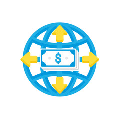 Poster - Global money transfer and exchange concept with arrows