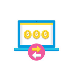 Poster - Online money transfer and financial transactions on a laptop