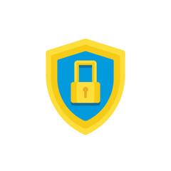 Poster - Golden shield with blue background and yellow padlock icon