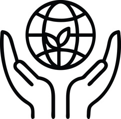 Poster - Vector art of hands cradle the earth with green leaves, representing environmental care and protection
