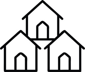 Poster - Vector art of a cluster of three houses represents a neighborhood or a group of residential properties

