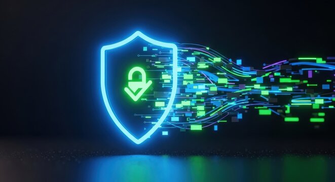 Digital security action icon cyber space graphic design environment futuristic viewpoint data protection concept