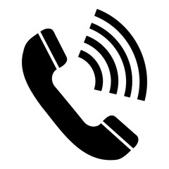Aufkleber - Illustration of a black telephone receiver with sound waves emanating from it on a white background