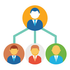 Poster - Business team collaboration network icon representing connected people and communication isolated on white background