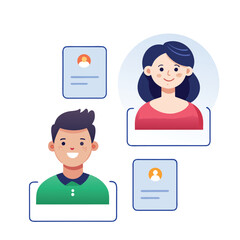 Poster - Collection of diverse user profile icons representing individuals and groups isolated on white background