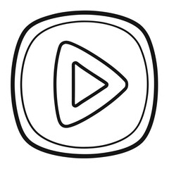 Poster - Simple outline play button icon for video playback and media controls isolated on white background