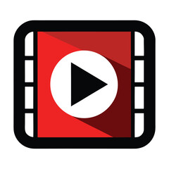 Poster - Simple play button icon silhouette for media and entertainment applications isolated on white background