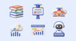 © Jangkrik - Collection of 3D rendered educational icons featuring books, webinar screen, school, analytics chart, cloud computing, and AI tutor robot.