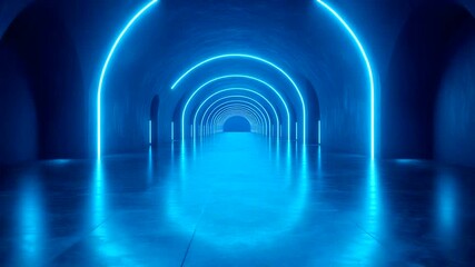 Wall Mural - Futuristic Abstract Tunnel with Neon Lights and Dark Walls, Creating a Science Fiction Ambiance