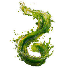 Poster - A vibrant green liquid splash swirls dynamically against a transparent background