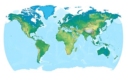 Naklejka na meble World map, shaded relief (1)