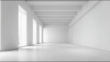 Poster - Modern empty interior space with large windows and minimalist design