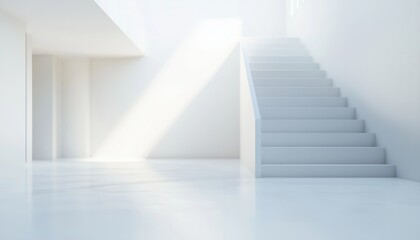 Poster - Blurred Image Of Modernistic Interior With Soft Lighting And Sleek Design Elements, Including Stairs And Smooth Surfaces.