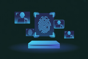 Aufkleber - Digital fingerprint scanning and biometric identification technology with glowing interfaces