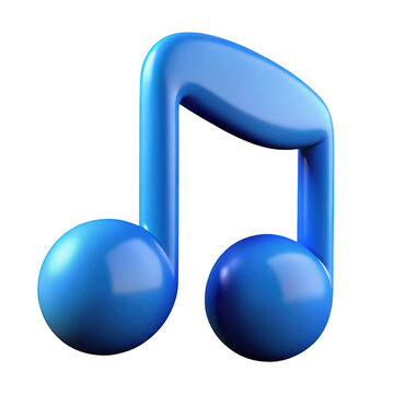 3d blue eighth note isolated on transparent background