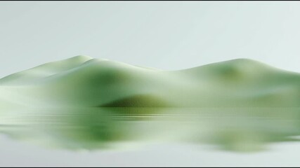 Poster - Calm reflection on serene green hills by water during peaceful afternoon light in a natural setting