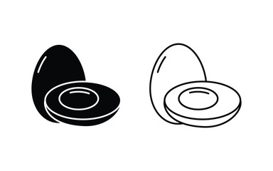 Poster - Boiled Egg Vector Glyph or line Icon set,  Minimalist boiled egg icon design. 