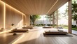 © Bulan2 - Light-filled, minimalist spa with wooden benches and large windows