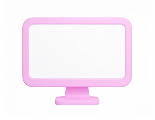 Fototapete - Pink modern realistic computer monitor. 3d rendering isolated on white background. Cartoon plastic style icon.cyberspace, desktop, display, graphic, laptop, monitor, realistic, render, screen, signs, 