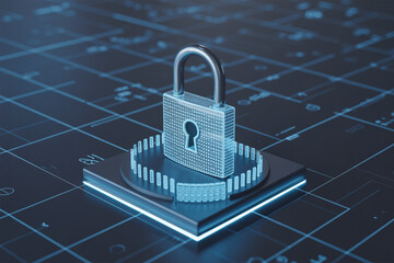 Aufkleber - Digital padlock secured by glowing data stream representing cybersecurity and online protection