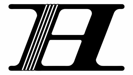 Poster - Black and white letter h graphic with diagonal lines and rounded corners in a stylized design format