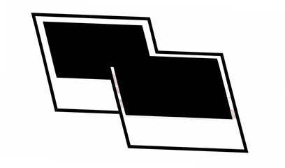 Poster - Geometric black and white shapes overlapping with a thin outline on a white background design element