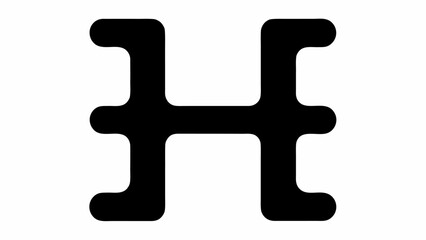 Poster - Black h shaped figure with rounded edges centered on a white background in a simple graphic design