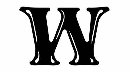 Poster - Black and white image of a stylized letter w with rounded edges and smooth curves design element art