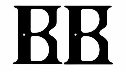Poster - Two bold black letter b symbols side by side with decorative serifs and small circular details shown