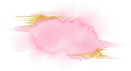 Poster - Soft Pink Watercolor Background with Gold Accents - A beautiful soft pink watercolor texture with subtle gold accents, ideal for backgrounds and design elements