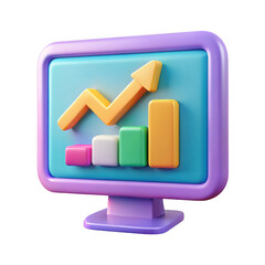 Poster - 3d business growth chart on monitor isolated on transparent background