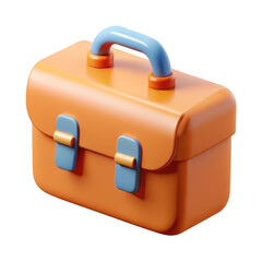 Poster - 3d orange toolbox with blue accents isolated on transparent background