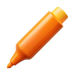 Poster - 3d orange highlighter pen isolated on transparent background