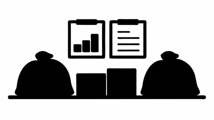 Poster - Clipboards with charts and bags on a shelf design