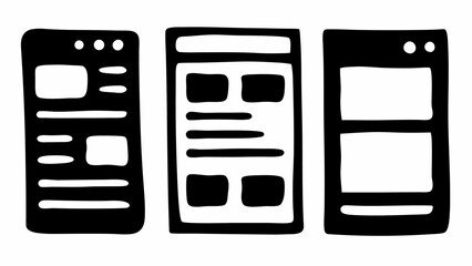 Aufkleber - Three stylized mobile phone interface illustrations
