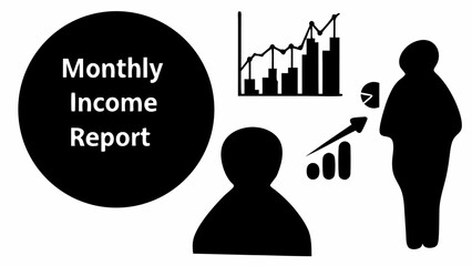 Aufkleber - Monthly income report with business growth chart