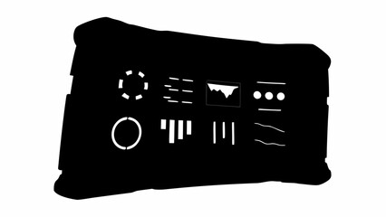 Poster - Black box with various white symbols and patterns