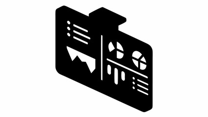 Aufkleber - Isometric view of a clipboard with charts and data